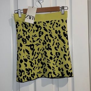 ZARA mini skirt size M neon yellow cheeta print